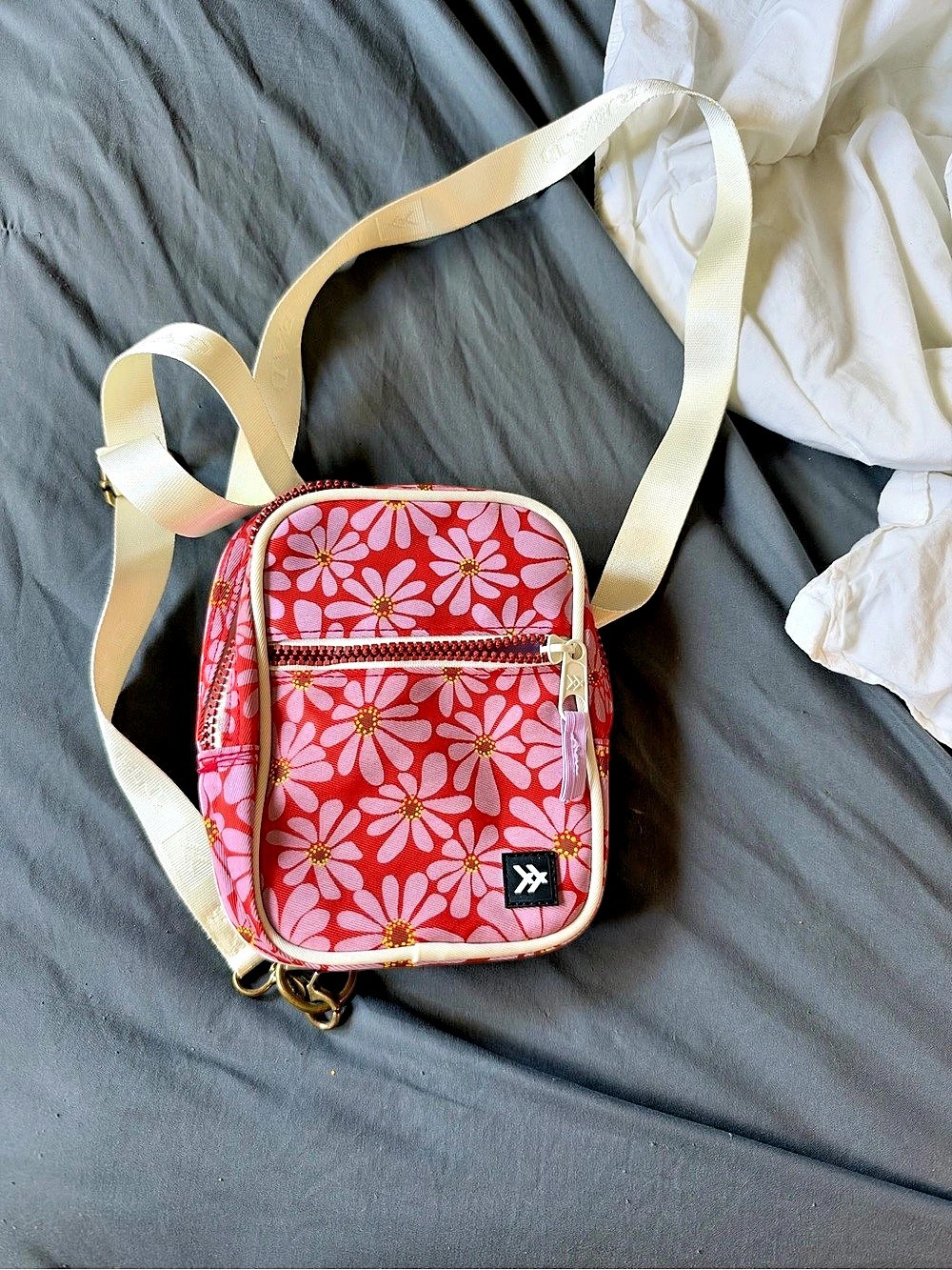 Thread Floral Crossbody Bag in Pink & Red